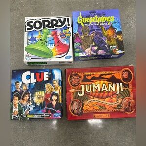 Board Game Collection: Sorry, Clue, Jumanji, and Goosebumps